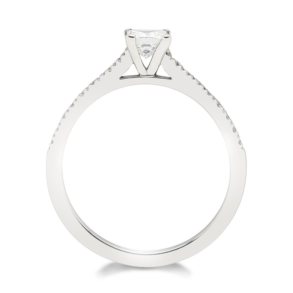 Platinum Contemporary Princess Cut Diamond Solitaire Ring Thumbnail Image 1
