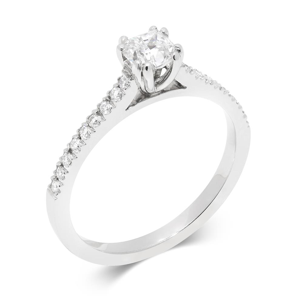 Platinum Cushion Cut Diamond Solitaire Engagement Ring 0.66ct Thumbnail Image 0