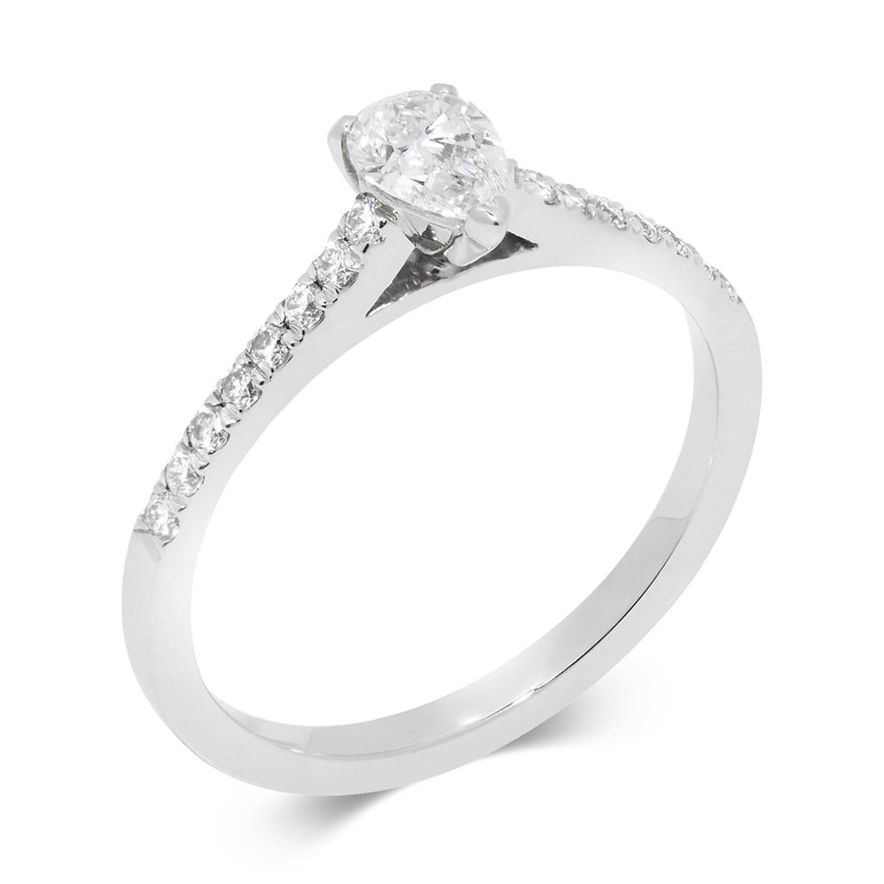 Platinum Pear Shape Diamond Solitaire Engagement Ring 0.51ct Thumbnail Image 0