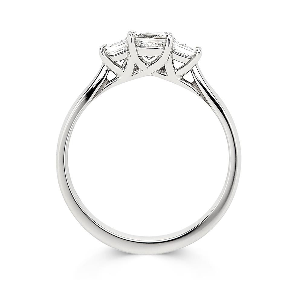 Platinum Princess Cut Diamond Three Stone Engagement Ring 0.70ct Thumbnail Image 1