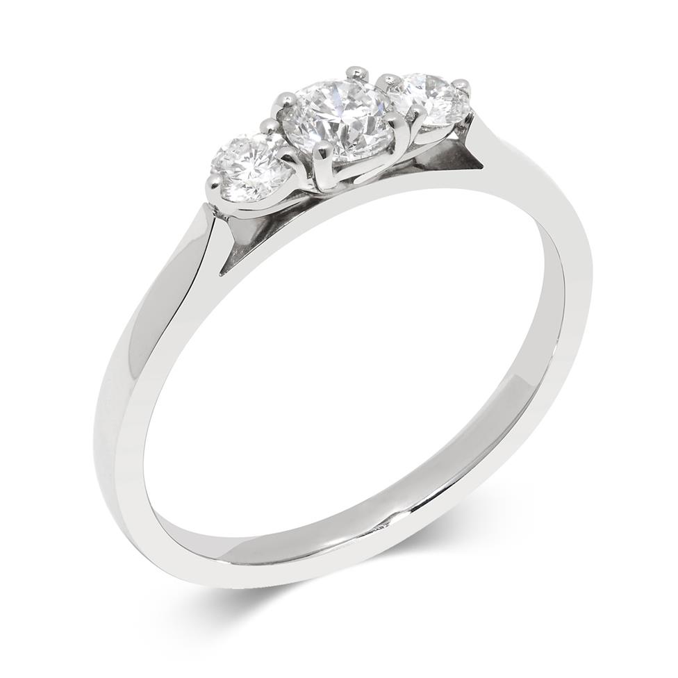 Platinum Diamond Three Stone Engagement Ring 0.50ct Thumbnail Image 0