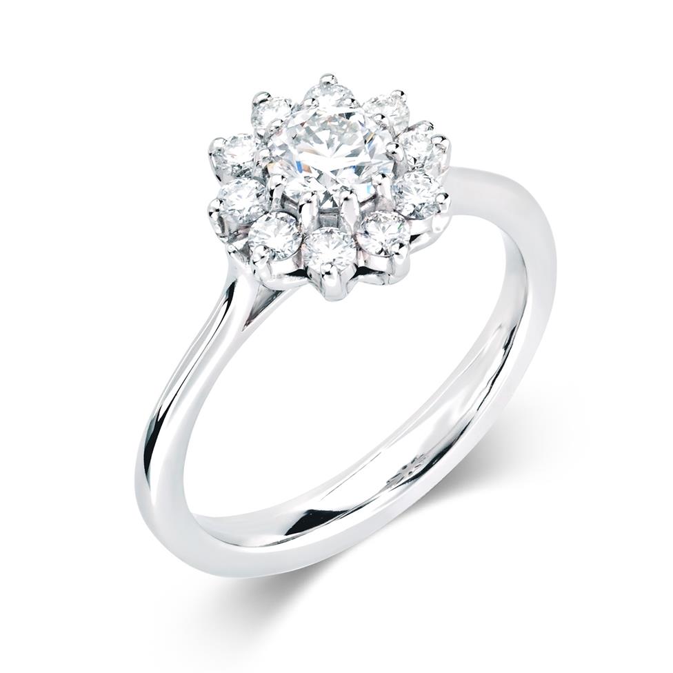 Platinum Elegant 0.85ct Flower Diamond Cluster Ring Thumbnail Image 0