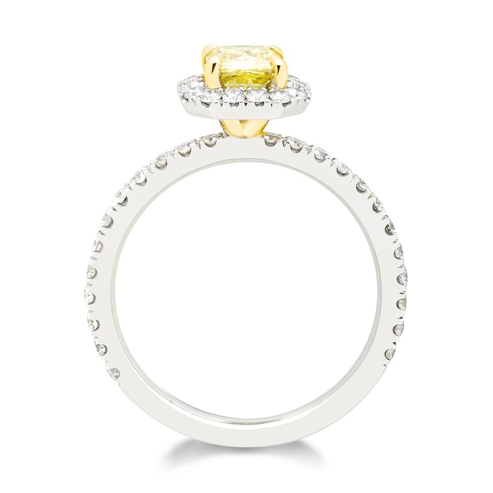 Platinum Radiant Cut Fancy Yellow Diamond Ring Thumbnail Image 2