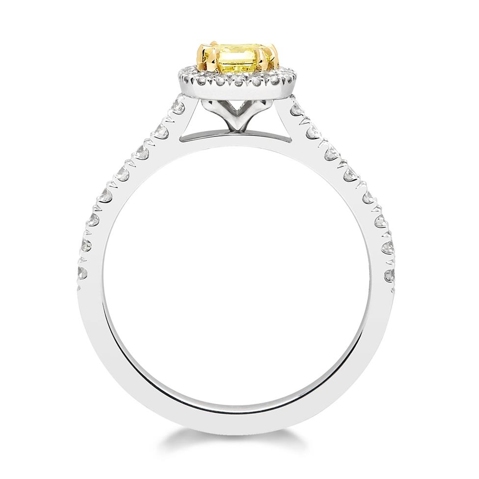 Platinum Radiant Cut Yellow Diamond Halo Engagement Ring 1.02ct Thumbnail Image 1