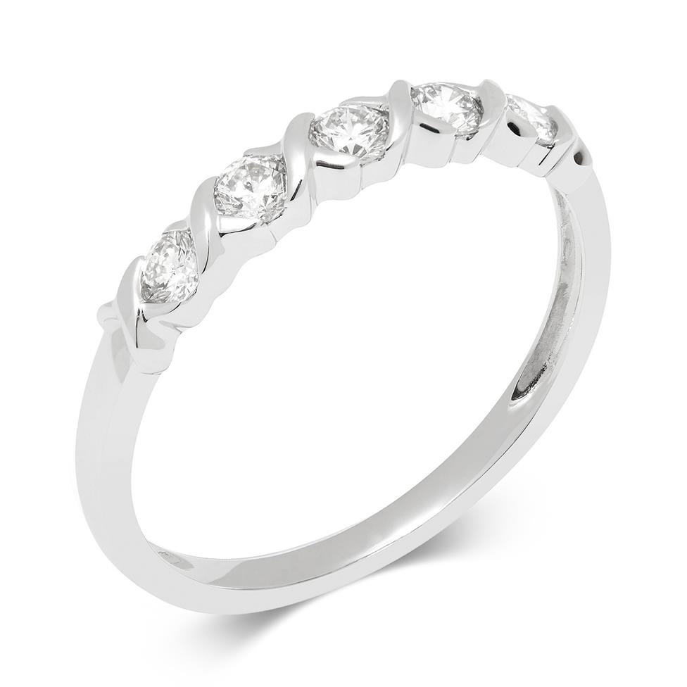 18ct White Gold Kiss Motifs Diamond Eternity Ring Thumbnail Image 0
