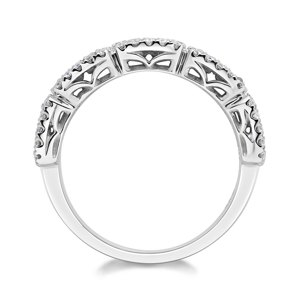 18ct White Gold Baguette Cut and Round Diamond Dress Ring 0.71ct Thumbnail Image 1
