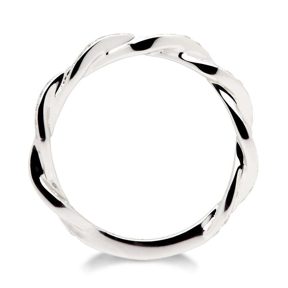 18ct White Gold Plaited Design Diamond Dress Ring Thumbnail Image 1