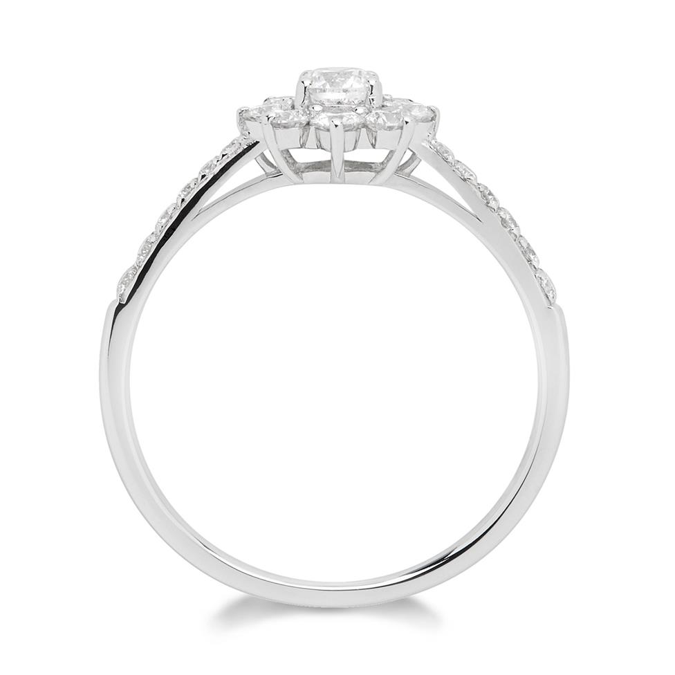 18ct White Gold Flower Design Diamond Cluster Ring Thumbnail Image 1