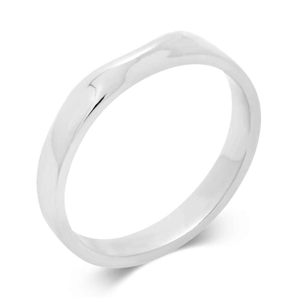 Platinum Shaped Curved Wedding Ring Thumbnail Image 0