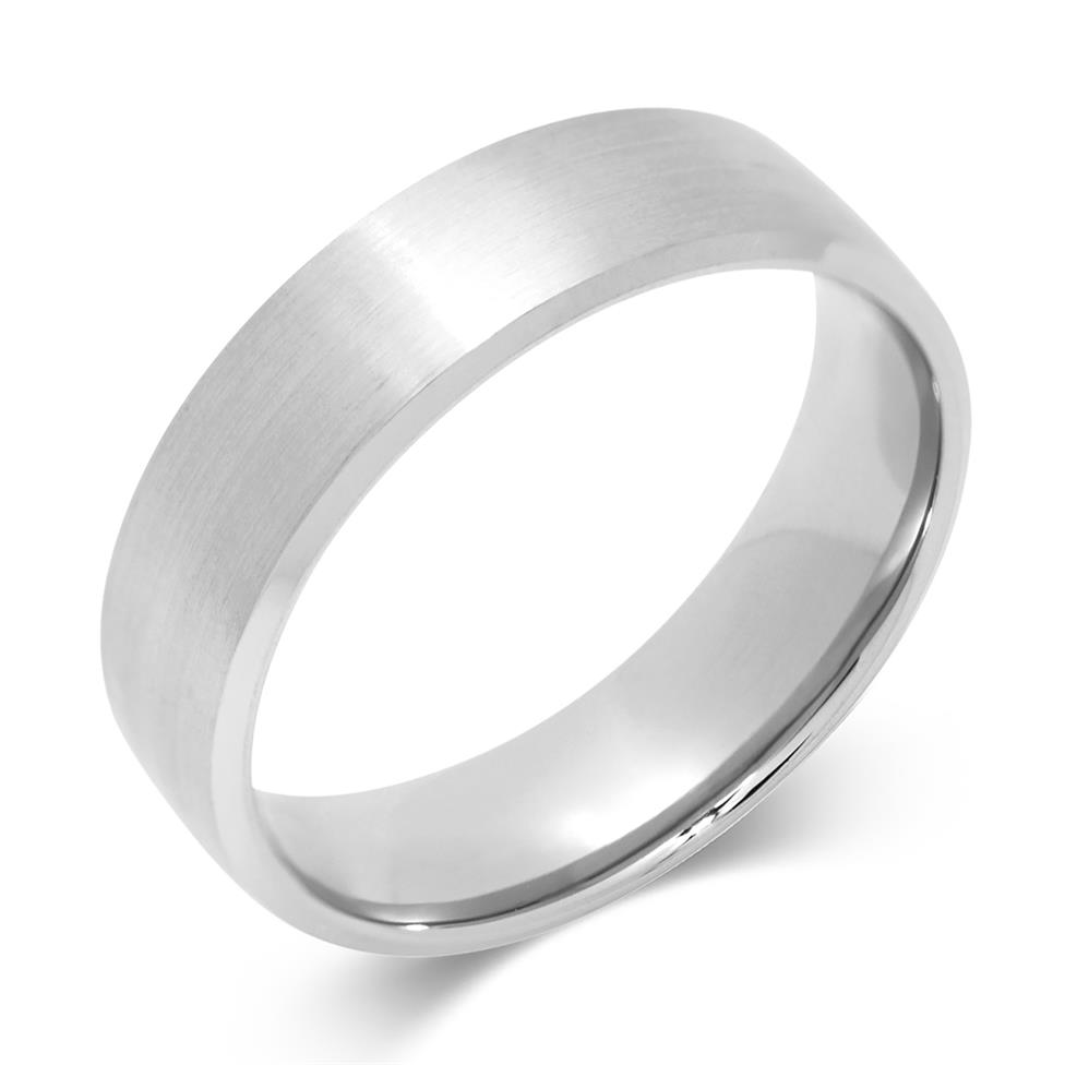 Palladium Bevel Detail Wedding Ring Thumbnail Image 0