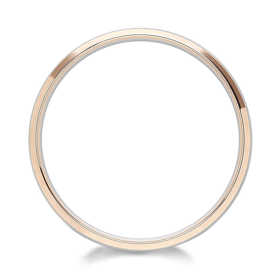 Palladium and 18ct Rose Gold Bevel Detail Wedding Ring Thumbnail Image 1