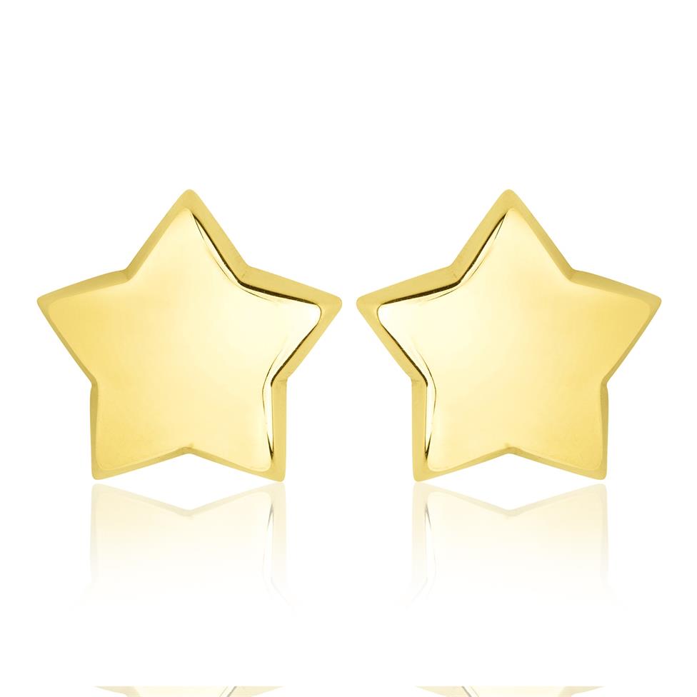 18ct Yellow Gold Large Star Stud Earrings Thumbnail Image 0