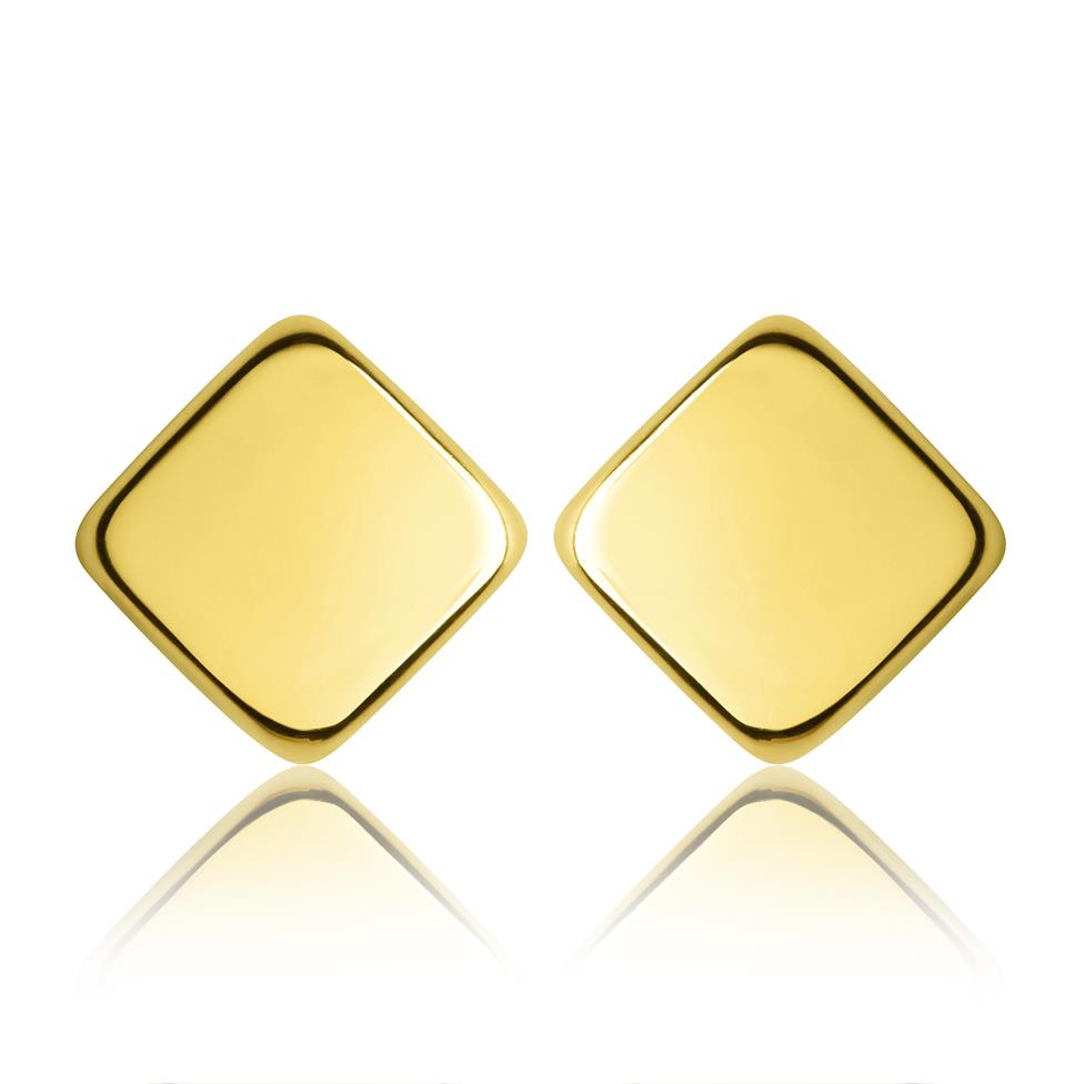 18ct Yellow Gold Square Stud Earrings Thumbnail Image 0