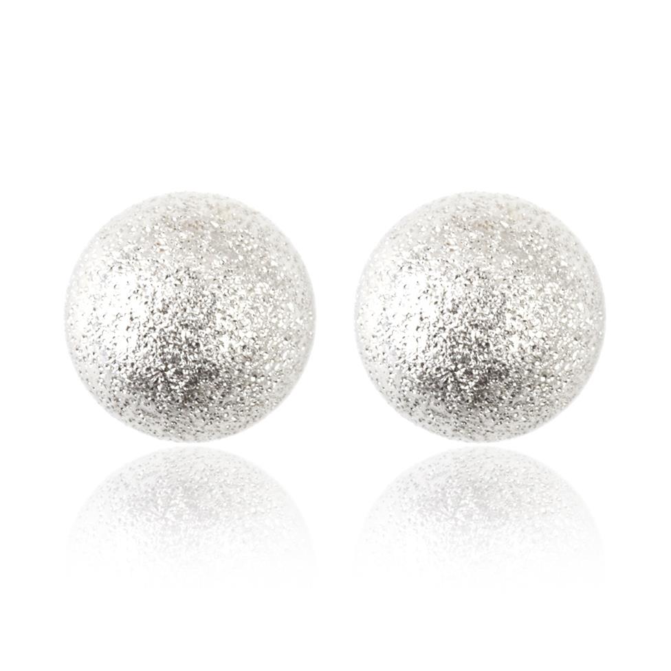 18ct White Gold Shimmer Finish Ball Stud Earrings 5mm Thumbnail Image 0