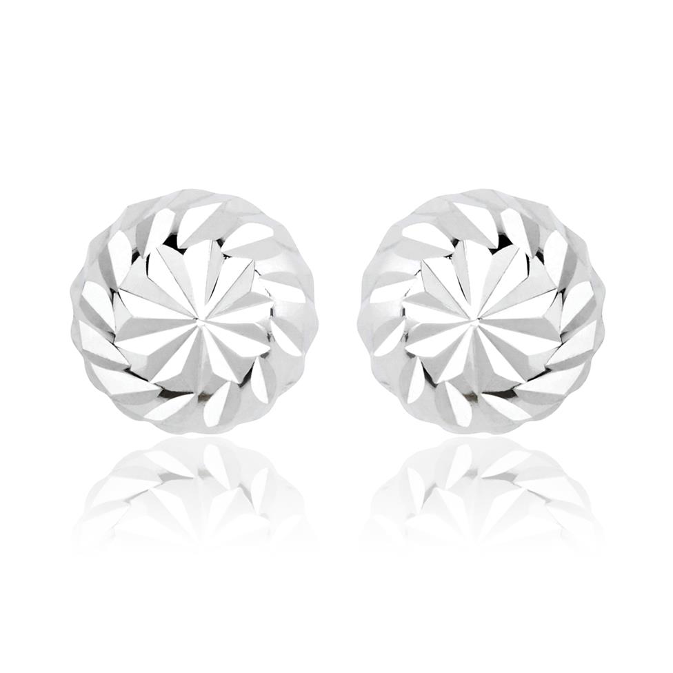 18ct White Gold Faceted Ball Stud Earrings Thumbnail Image 0