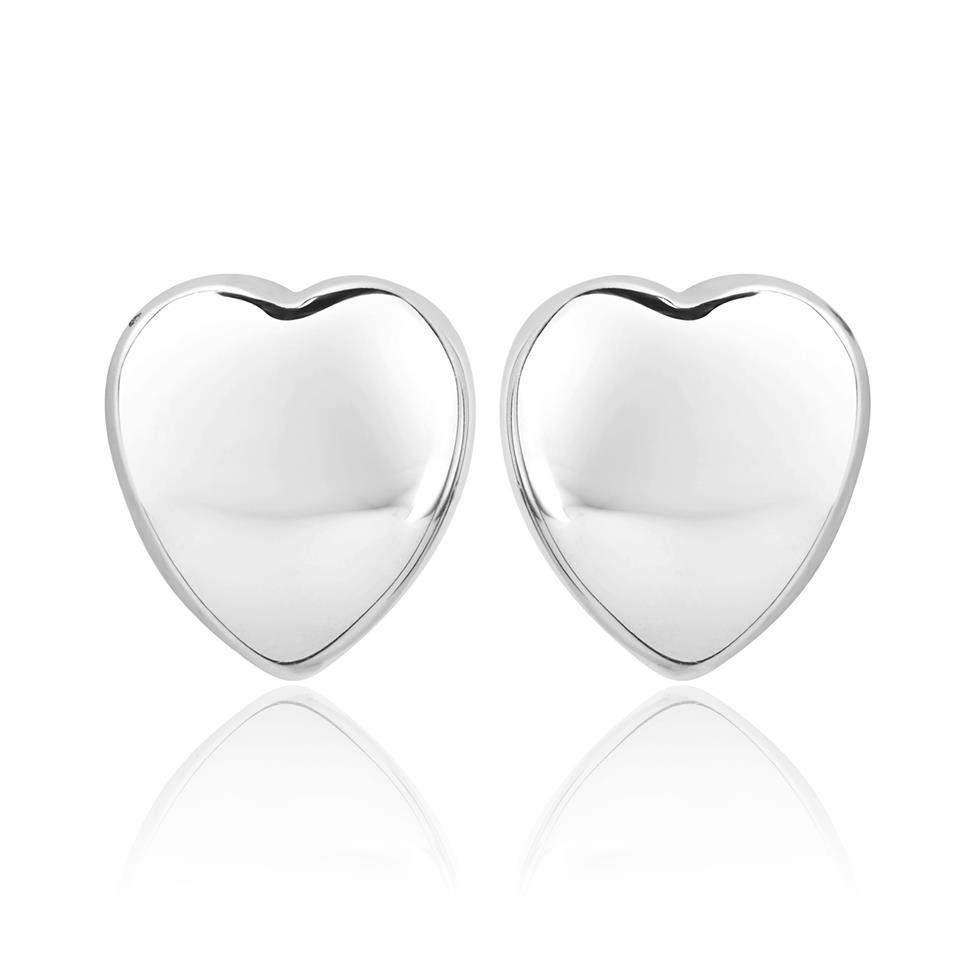 18ct White Gold Heart Design Stud Earrings 5.5mm Thumbnail Image 0