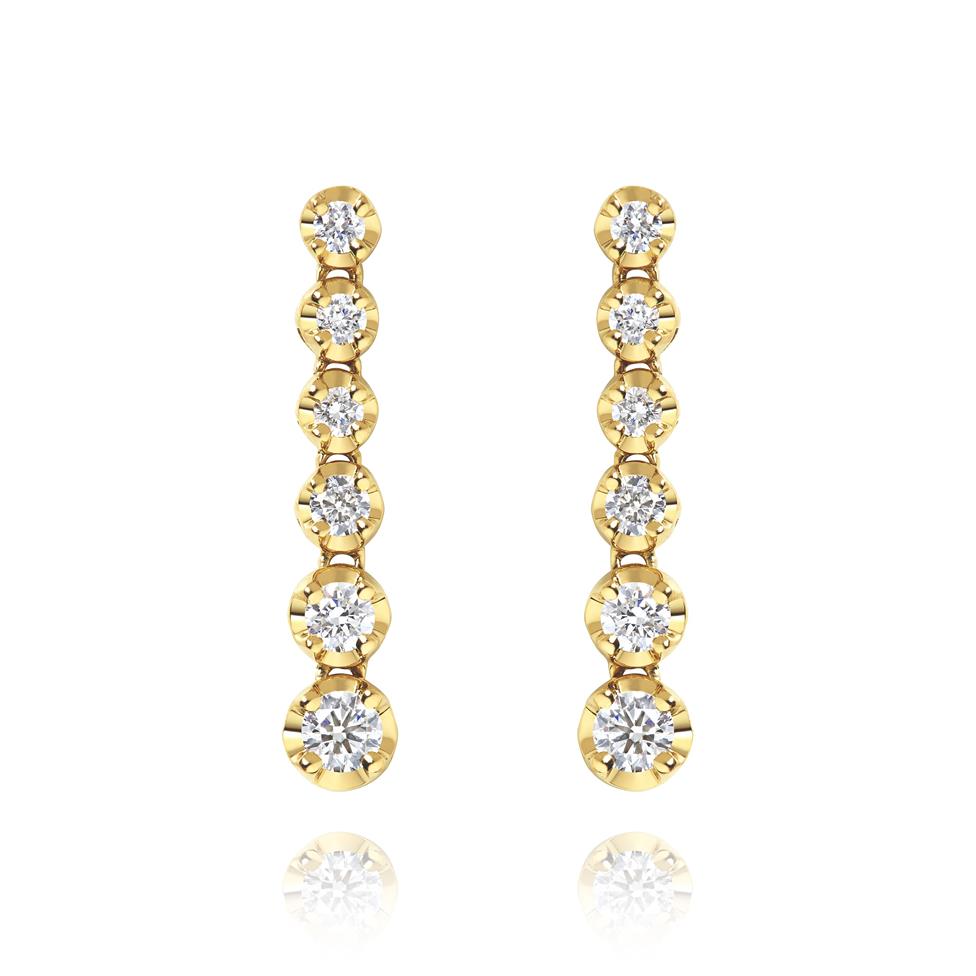 18ct Yellow Gold Diamond Drop Earrings Image 1