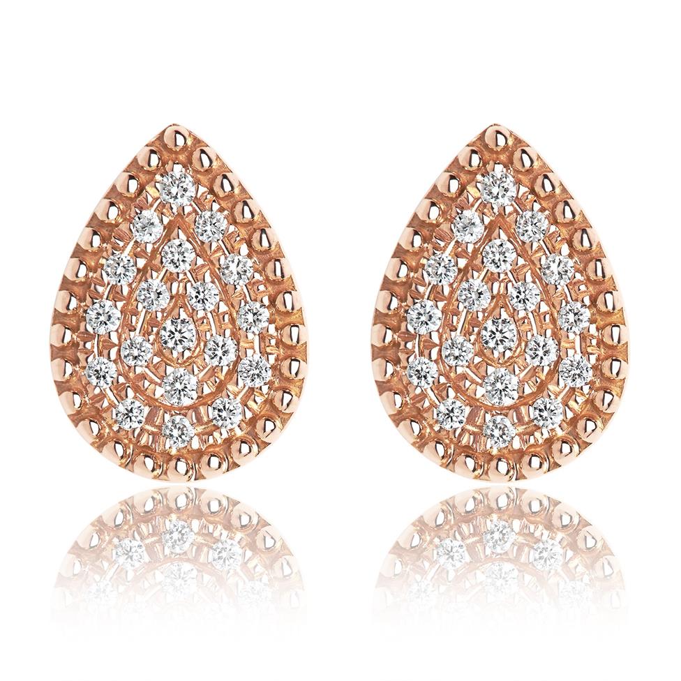 18ct Rose Gold Pear Shape Diamond Stud Earrings Thumbnail Image 0