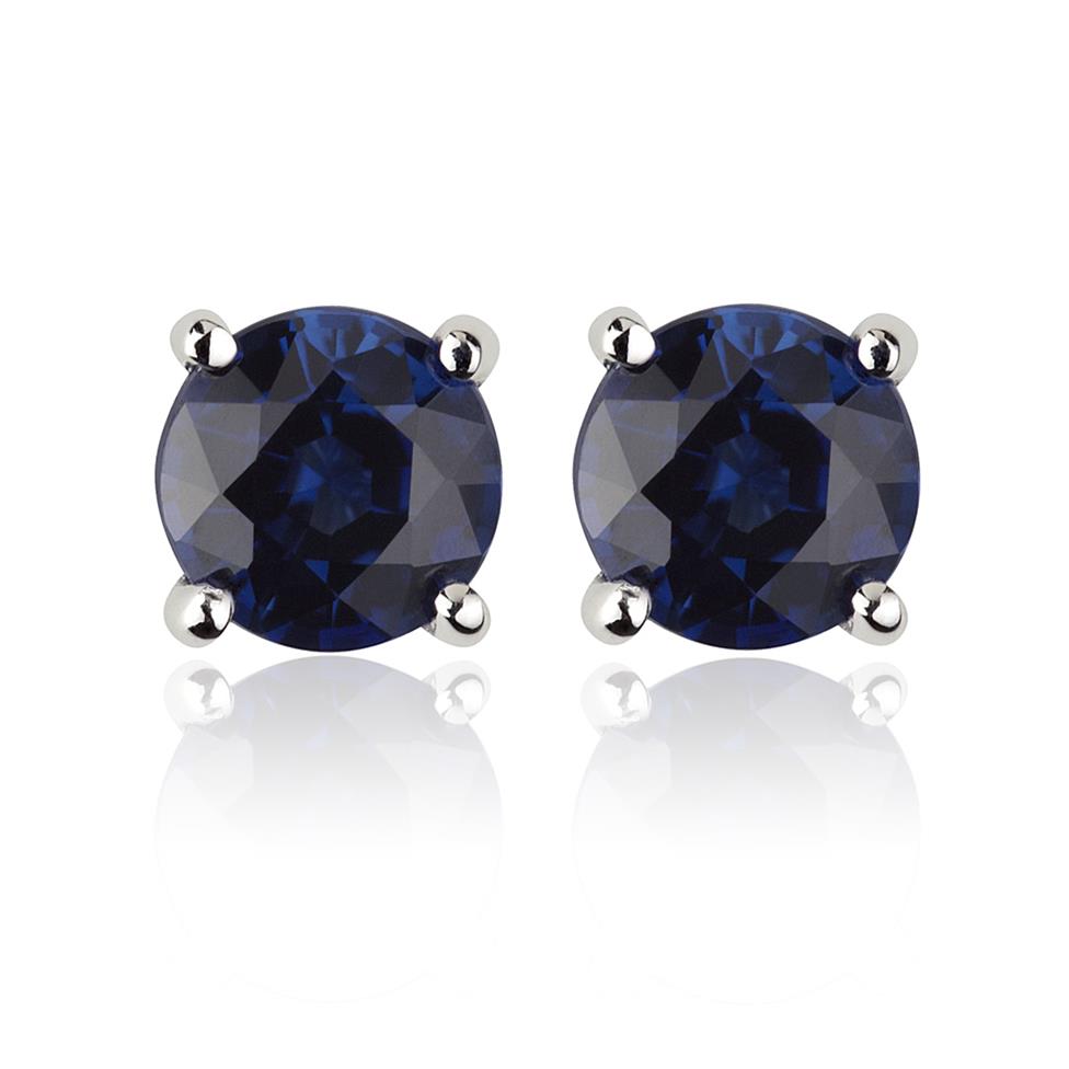 18ct White Gold Sapphire Solitaire Stud Earrings Thumbnail Image 0