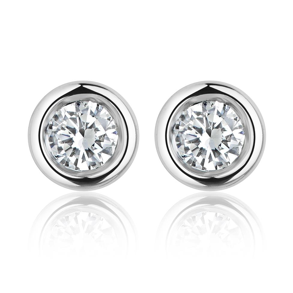 18ct White Gold Diamond Solitaire Stud Earrings 0.10ct Thumbnail Image 0