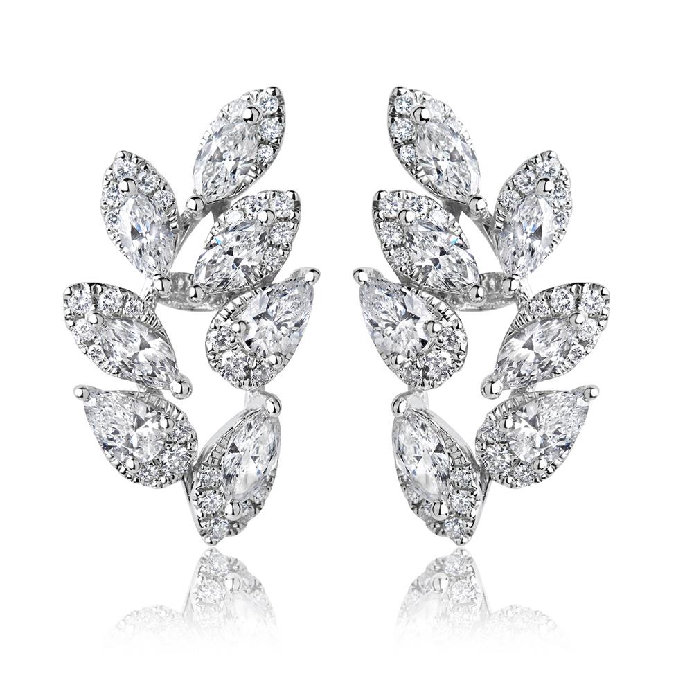 Eden 18ct White Gold Round, Marquise and Pear Shape Diamond Earrings 1.60ct Thumbnail Image 0