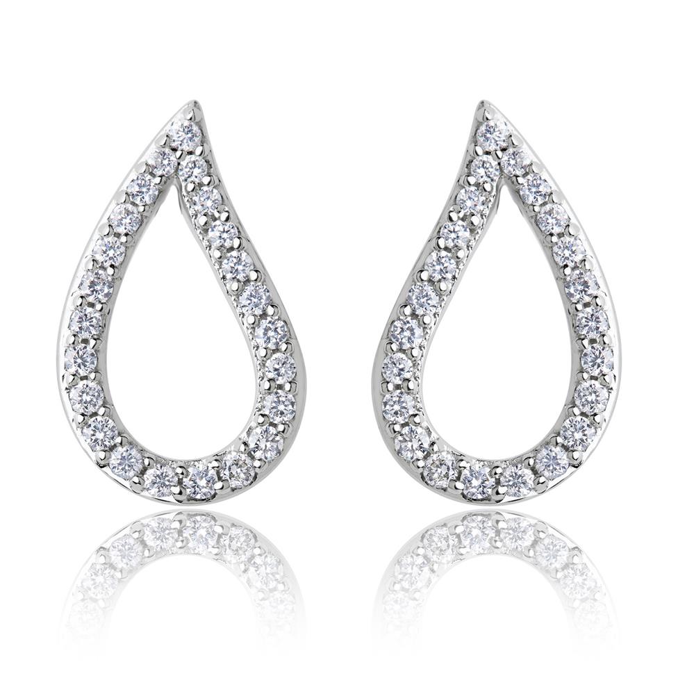 18ct White Gold Pear Shape Diamond Earrings Thumbnail Image 0