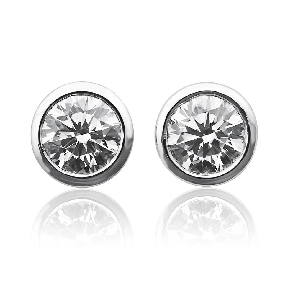18ct White Gold Rubover 0.33ct Diamond Solitaire Stud Earrings Thumbnail Image 0