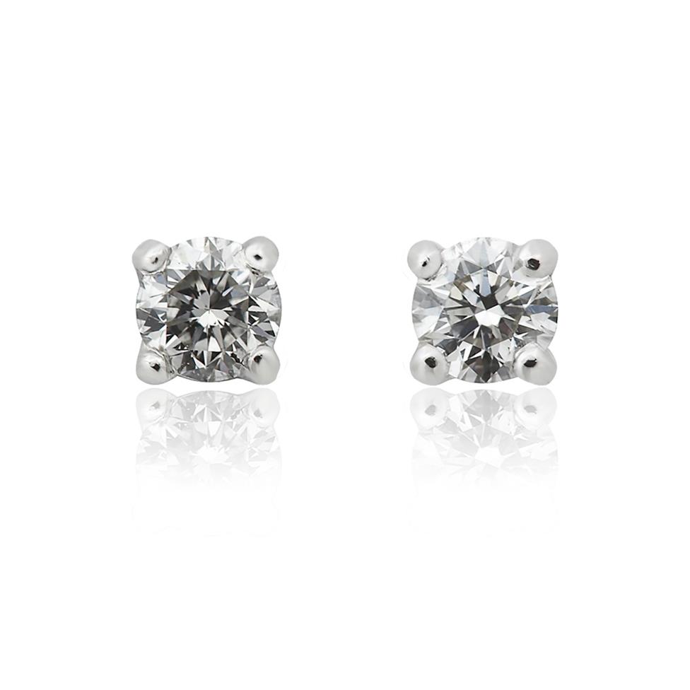 18ct White Gold Classic Design Diamond Solitaire Stud Earrings 0.08ct Thumbnail Image 0