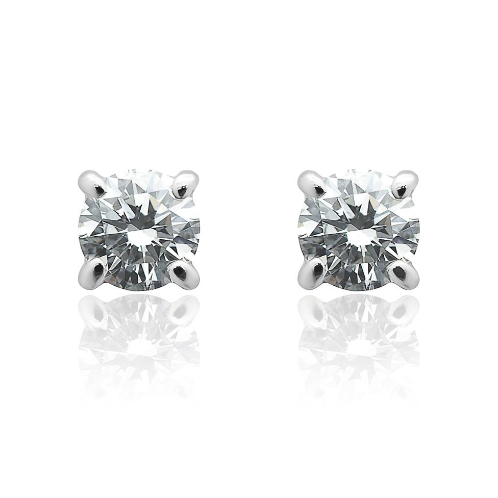 18ct White Gold Classic Design Diamond Solitaire Stud Earrings 0.33ct Image 1