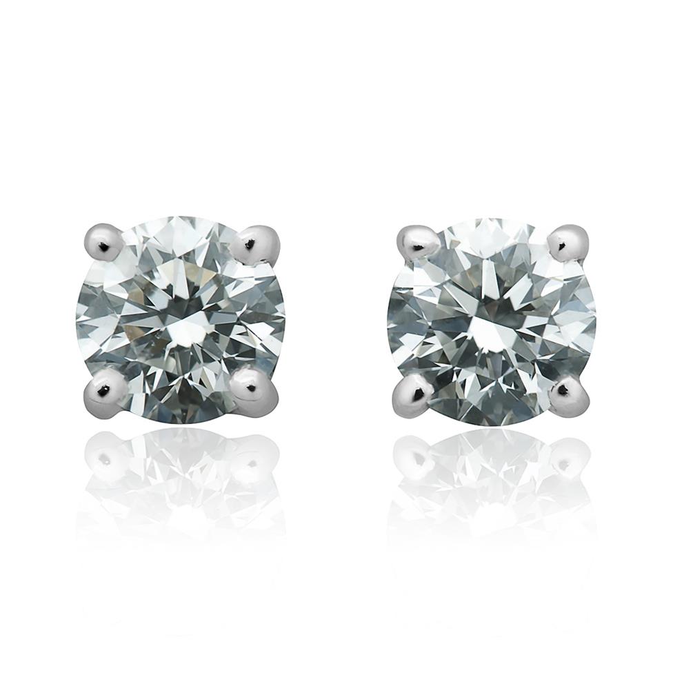 18ct White Gold Classic Design Diamond Solitaire Stud Earrings 0.60ct Thumbnail Image 0