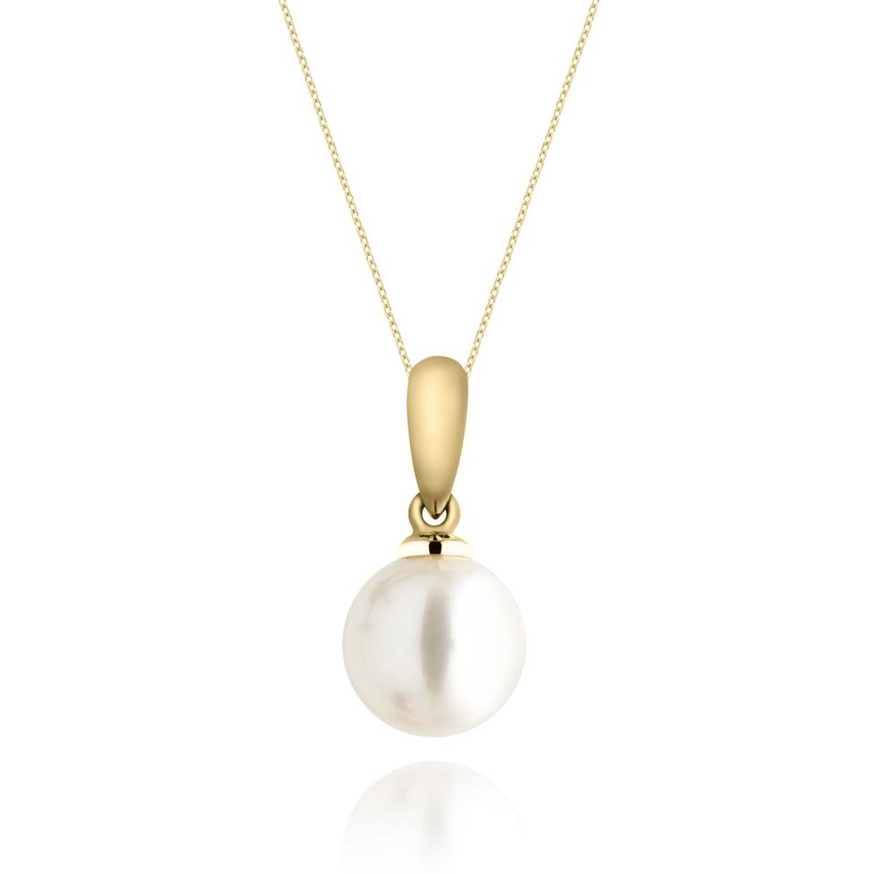 18ct Yellow Gold Cultured Pearl Drop Pendant 7mm  Thumbnail Image 0