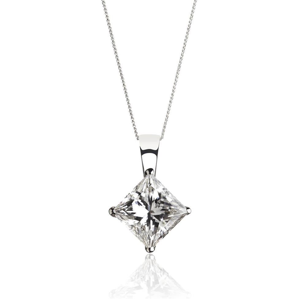 18ct White Gold Princess Cut Diamond Solitaire Pendant 0.40ct Thumbnail Image 0
