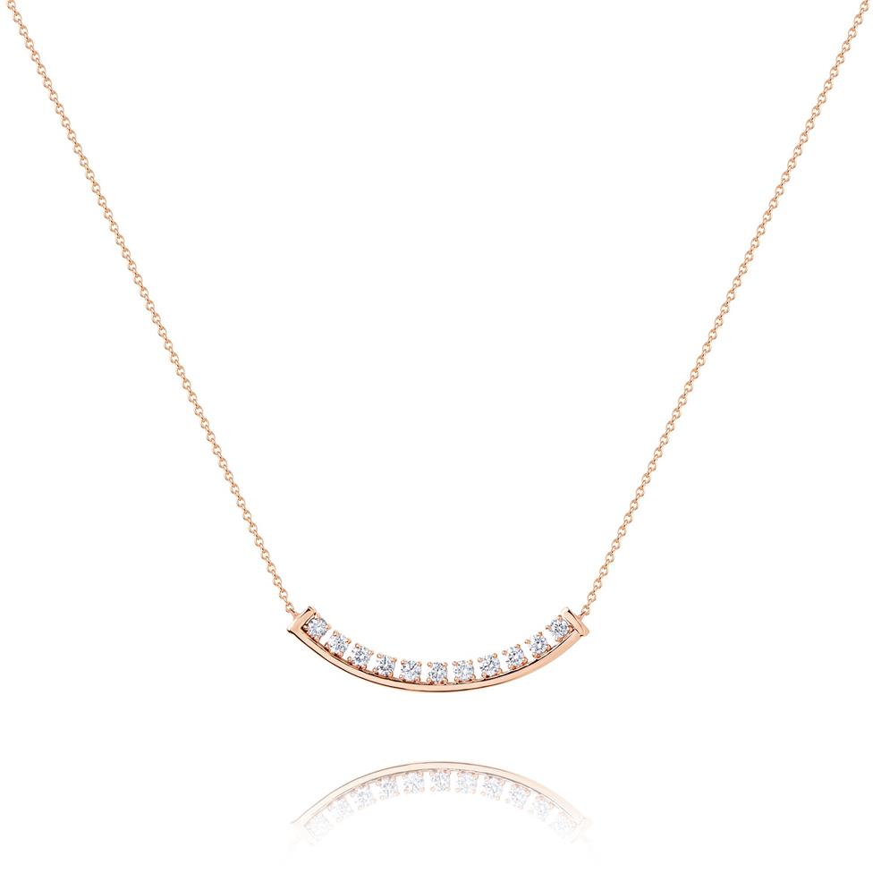 18ct Rose Gold Checkerboard Design Diamond Necklace Thumbnail Image 0