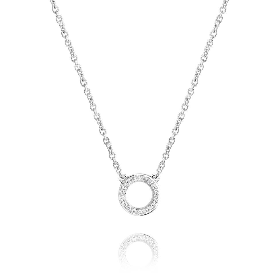 18ct White Gold Diamond Circle Necklace Thumbnail Image 0