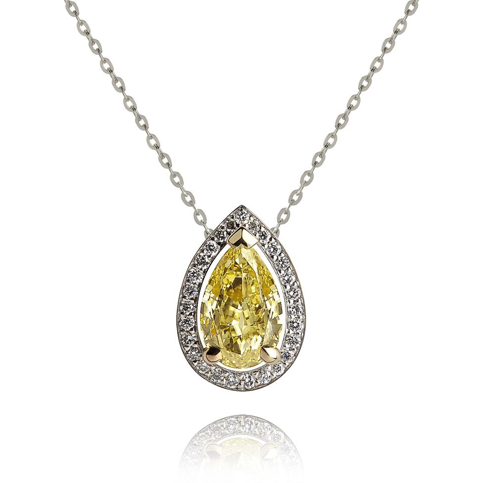 18ct White Gold Pear Shape 0.50ct Yellow Diamond Necklace Thumbnail Image 0