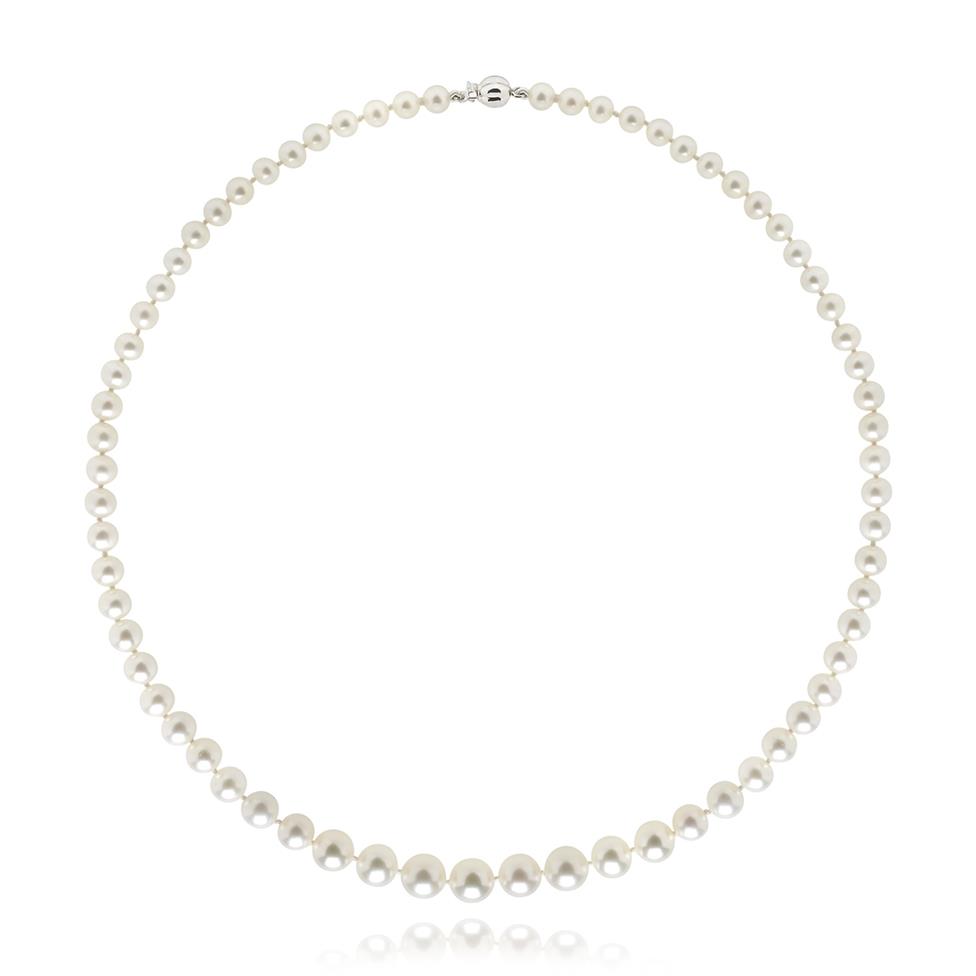 18ct White Gold Classic Graduated Freshwater Pearl Necklace | Pravins ...