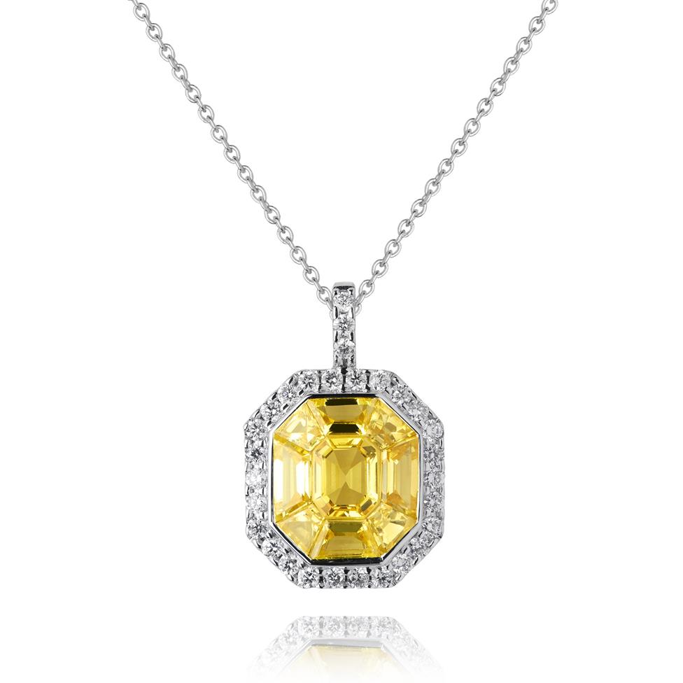 Odyssey 18ct White Gold Yellow Sapphire and Diamond Pendant Thumbnail Image 0