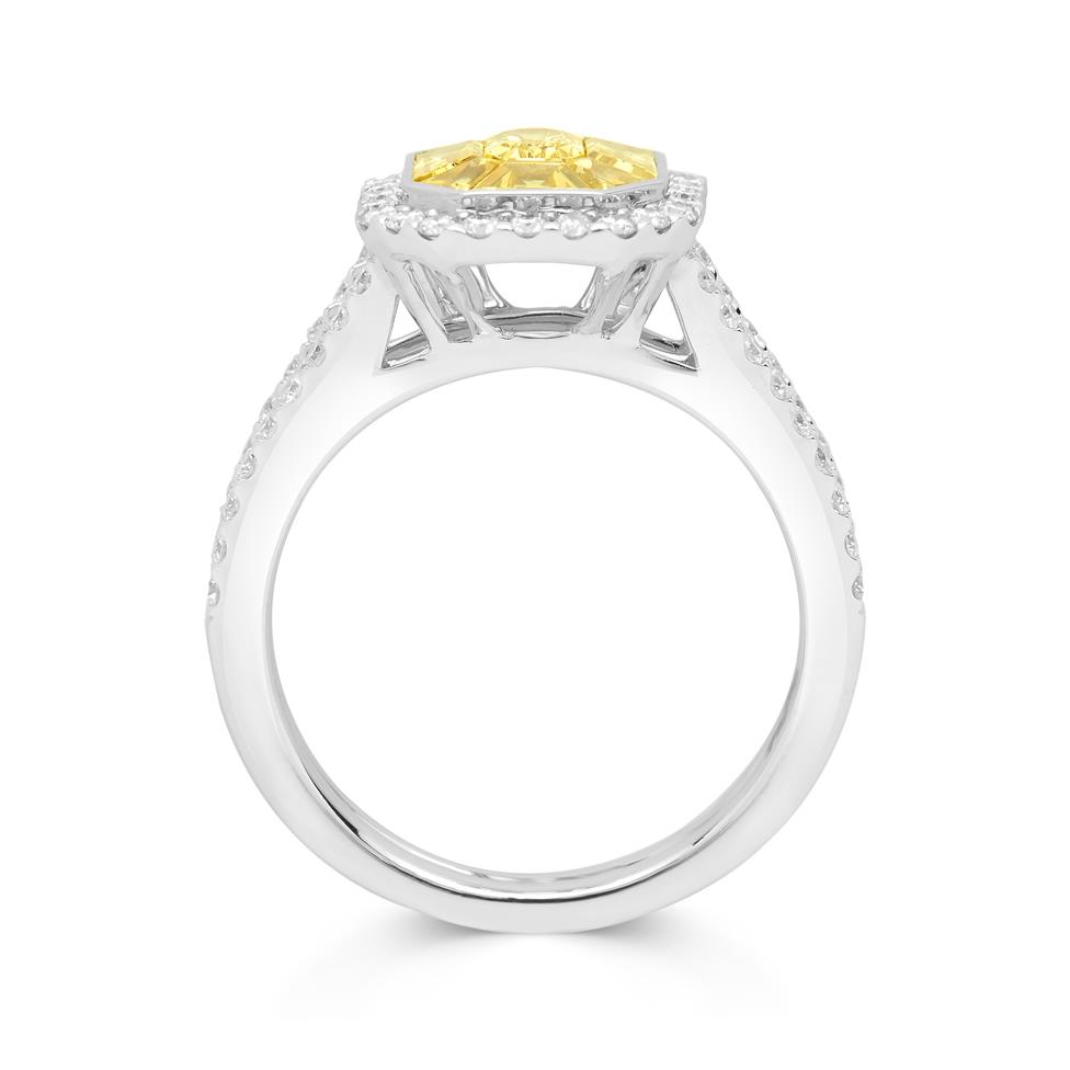 Odyssey 18ct White Gold Octagon Yellow Sapphire and Diamond Cluster Dress Ring
 Thumbnail Image 4
