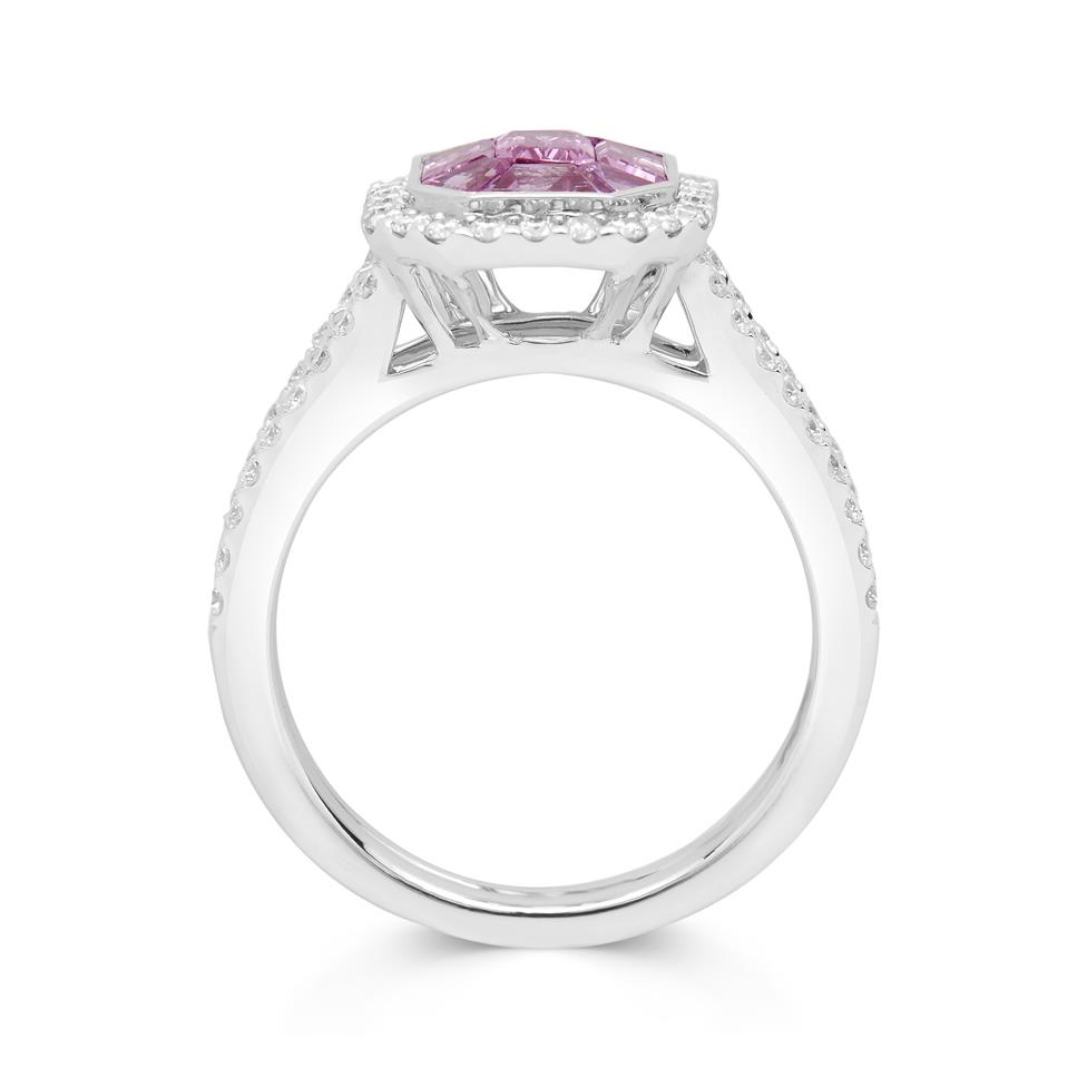 Odyssey 18ct White Gold Octagon Pink Sapphire and Diamond Cluster Dress Ring
 Thumbnail Image 3