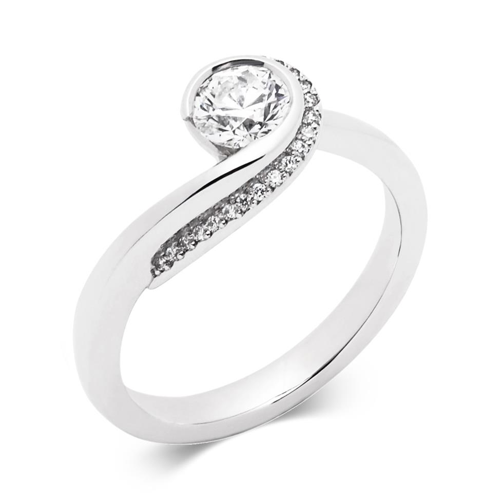 Platinum Diamond Twist Solitaire Engagement Ring 0.54ct Thumbnail Image 0