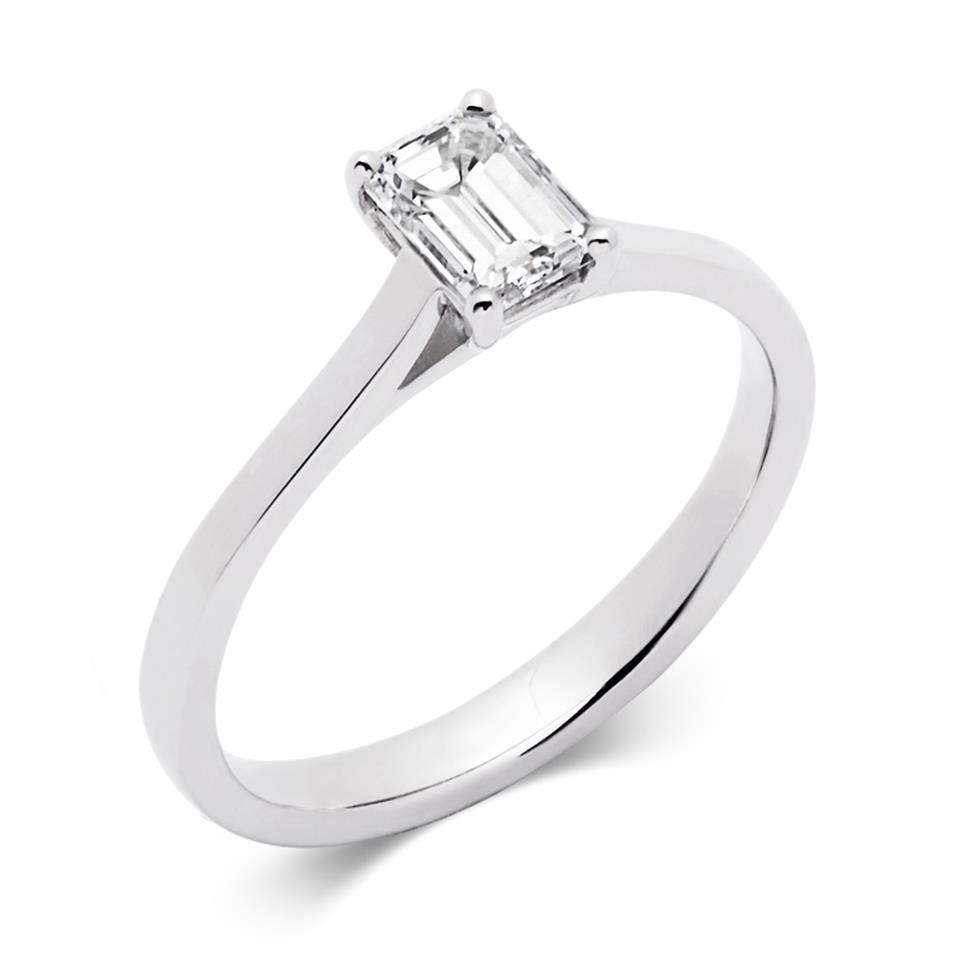 Platinum 0.60ct Diamond Emerald Cut Solitaire Ring Thumbnail Image 0