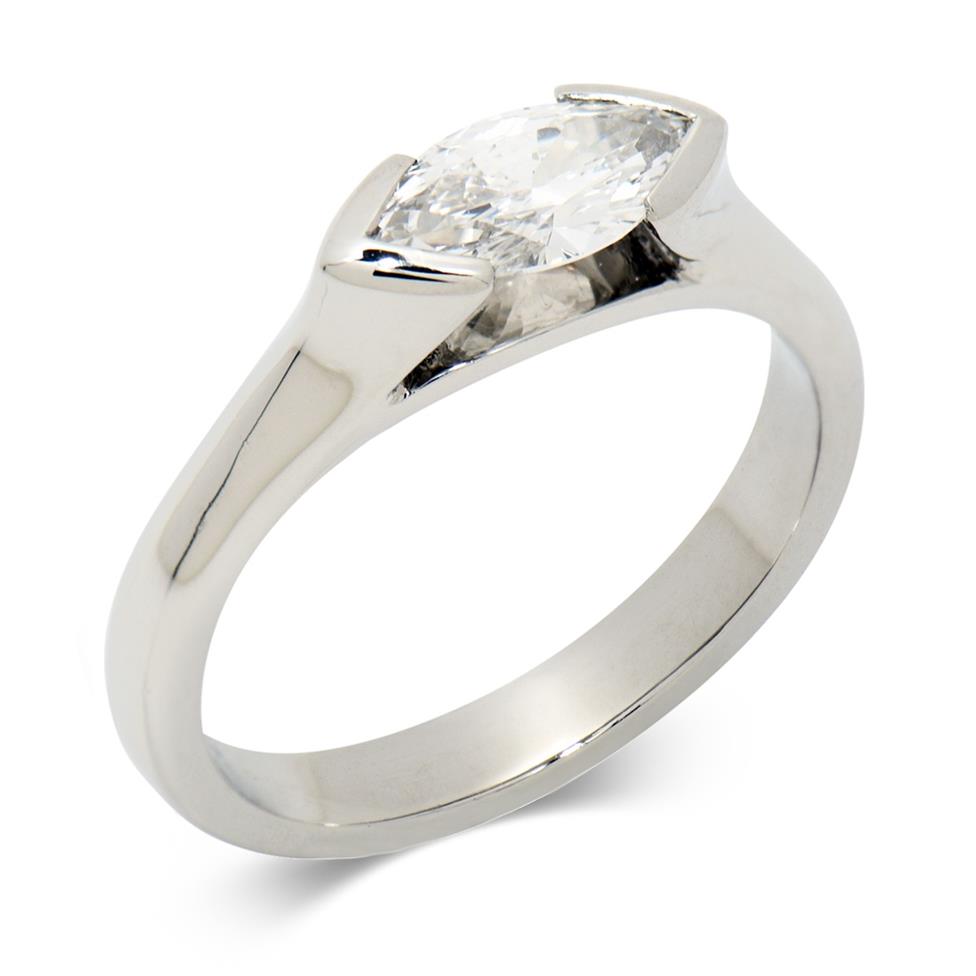 Platinum Contemporary Marquise Cut 0.50ct Diamond Solitaire Ring Thumbnail Image 0