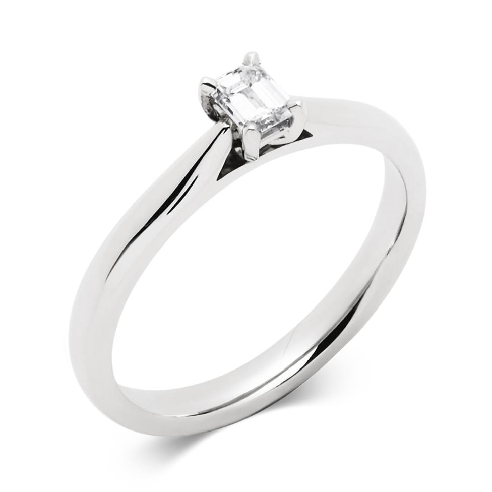 Platinum Emerald Cut 0.30ct Diamond Solitaire Ring Thumbnail Image 0