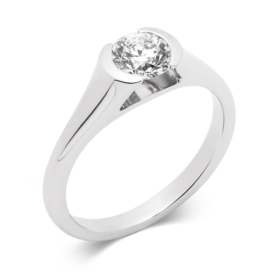 Platinum Contemporary Rubover 0.60ct Diamond Solitaire Ring Thumbnail Image 0