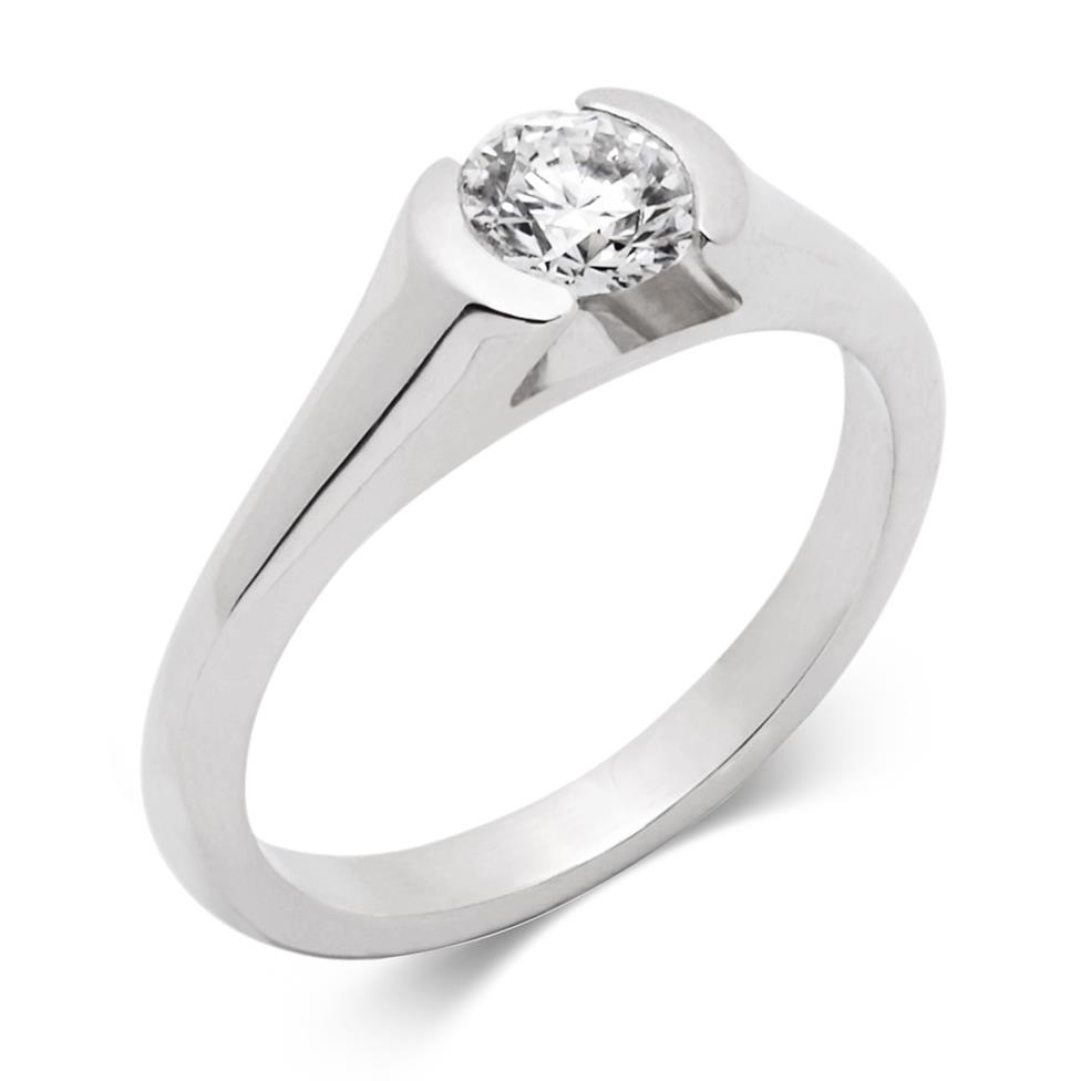 Platinum Contemporary Rubover 0.50ct Diamond Solitaire Ring Thumbnail Image 0