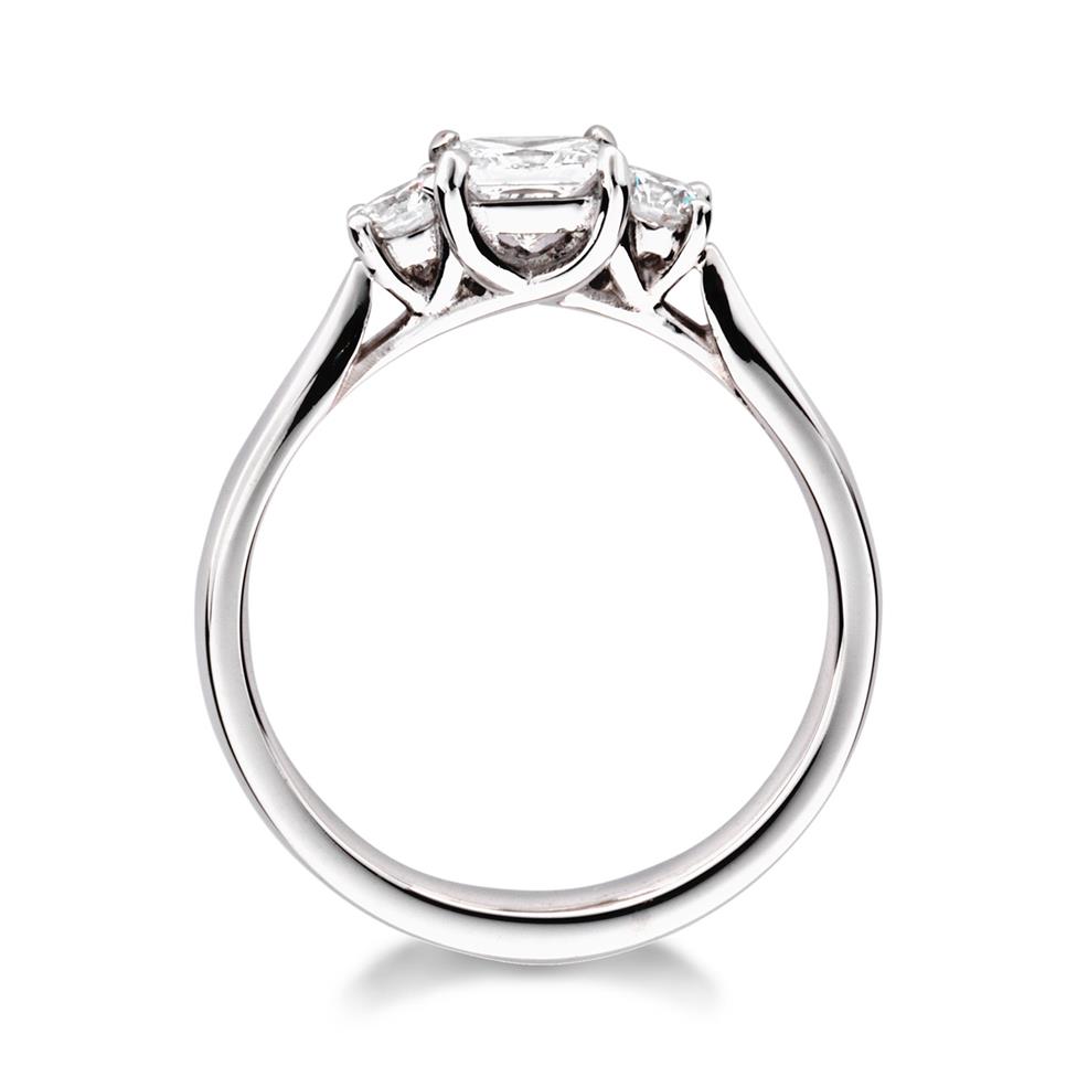 Platinum Round Princess Cut  0.85ct Diamond Three Stone Ring Thumbnail Image 1