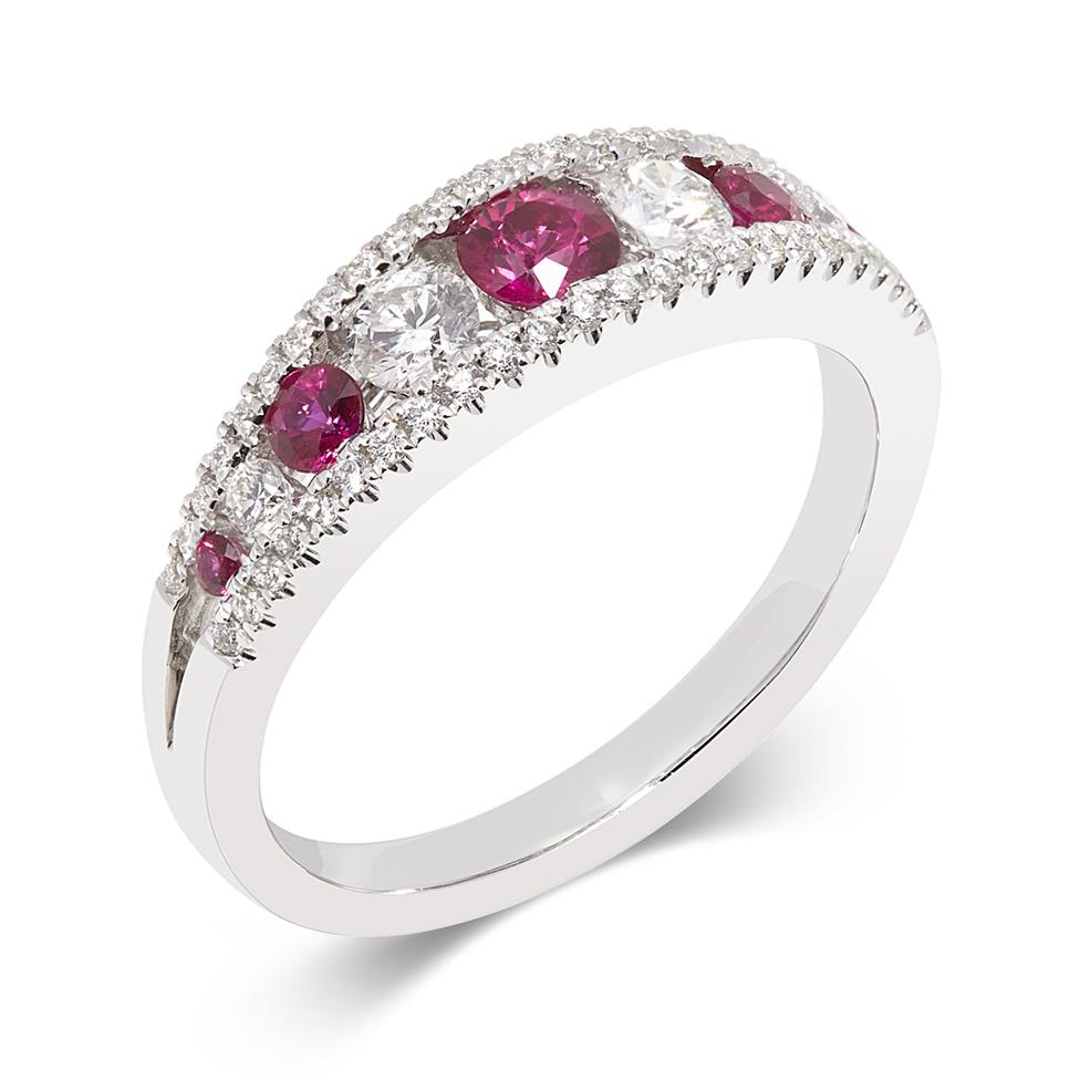 18ct White Gold Ruby and Diamond Eternity Ring Thumbnail Image 0