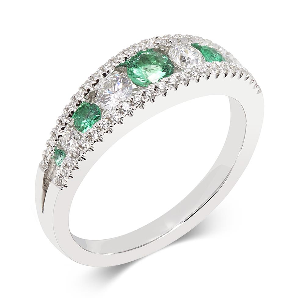 18ct White Gold Emerald and Diamond Eternity Ring Thumbnail Image 0