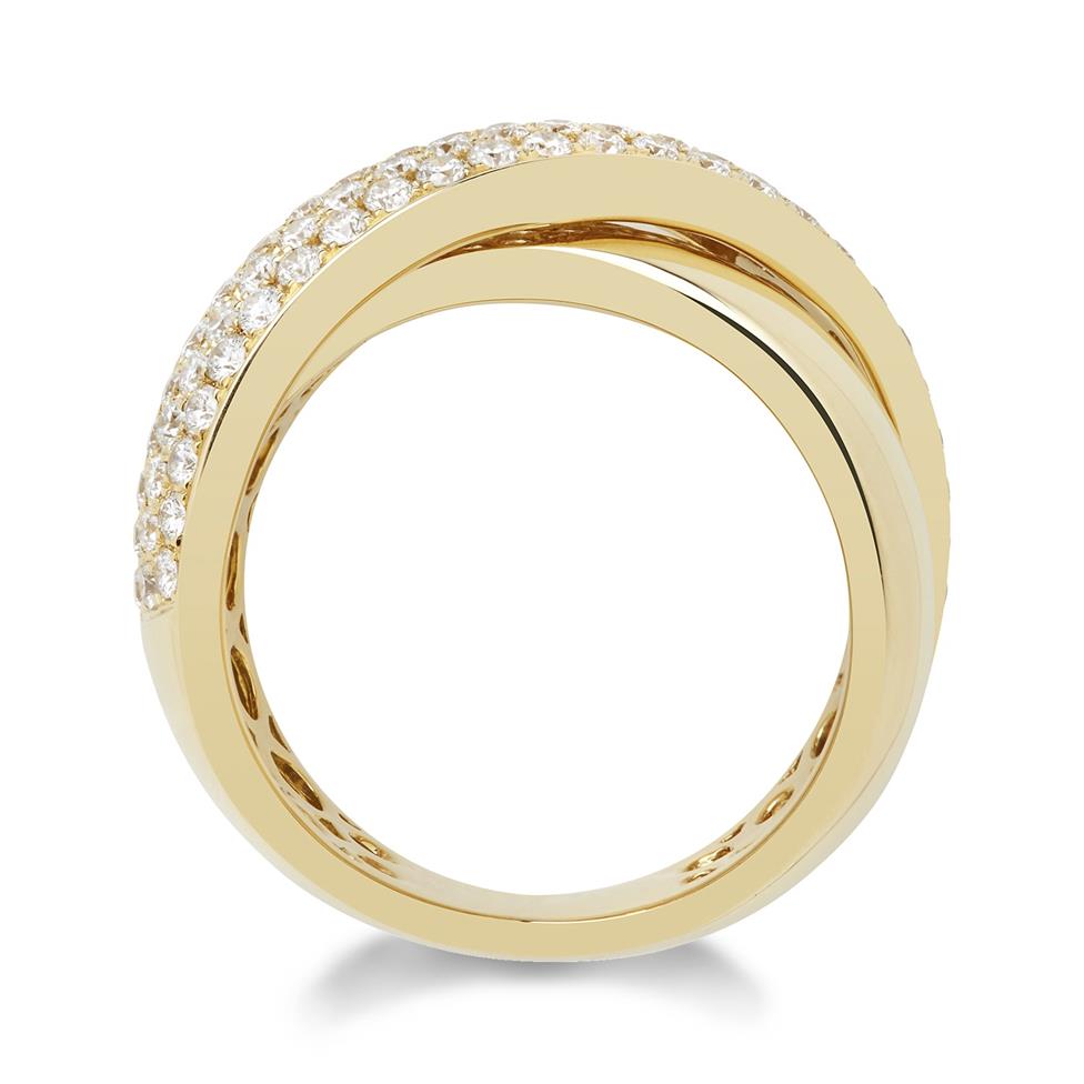 18ct Yellow Gold Diamond Crossover Cocktail Ring Thumbnail Image 1