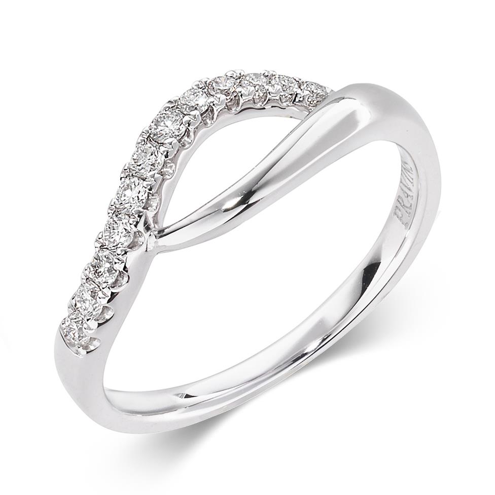 18ct White Gold Crossover Design Diamond Dress Ring 0.17ct Thumbnail Image 0
